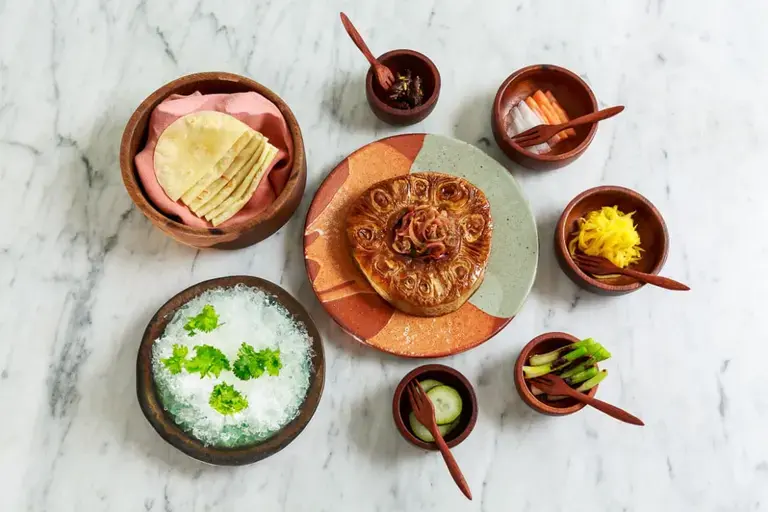 Unripe Jackfruit, Roti, Pickles